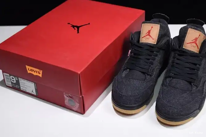 1st Kicks Shoes Air 4 Jordan Levi's x 'black' AO2571-001 0606